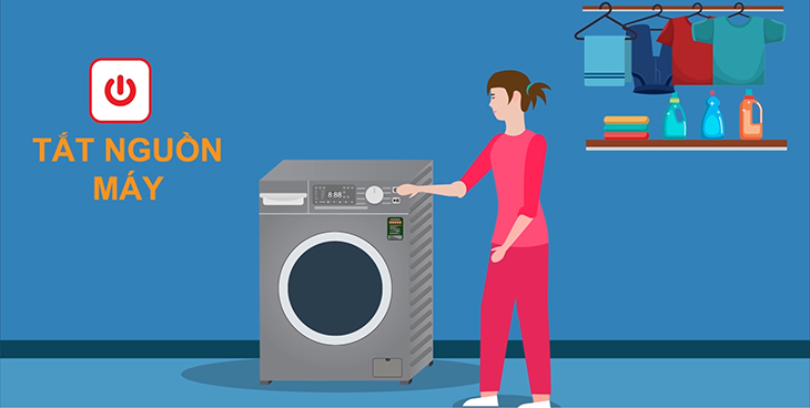 Bạn hãy tiến hành tắt nguồn và rút nguồn điện của máy.