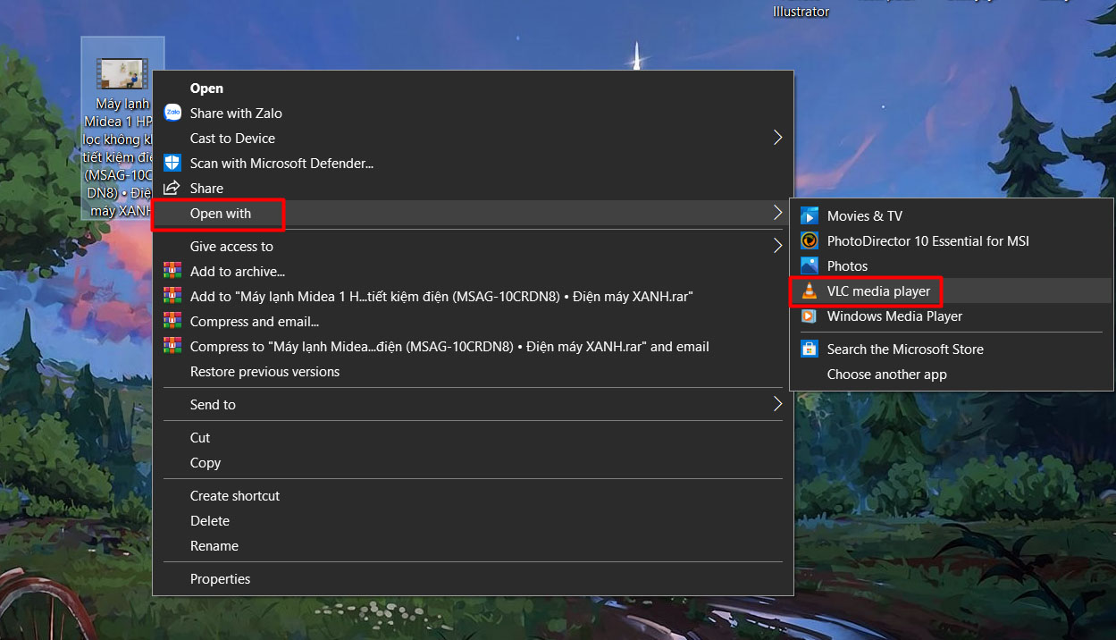 Mở video bằng VLC Media Player