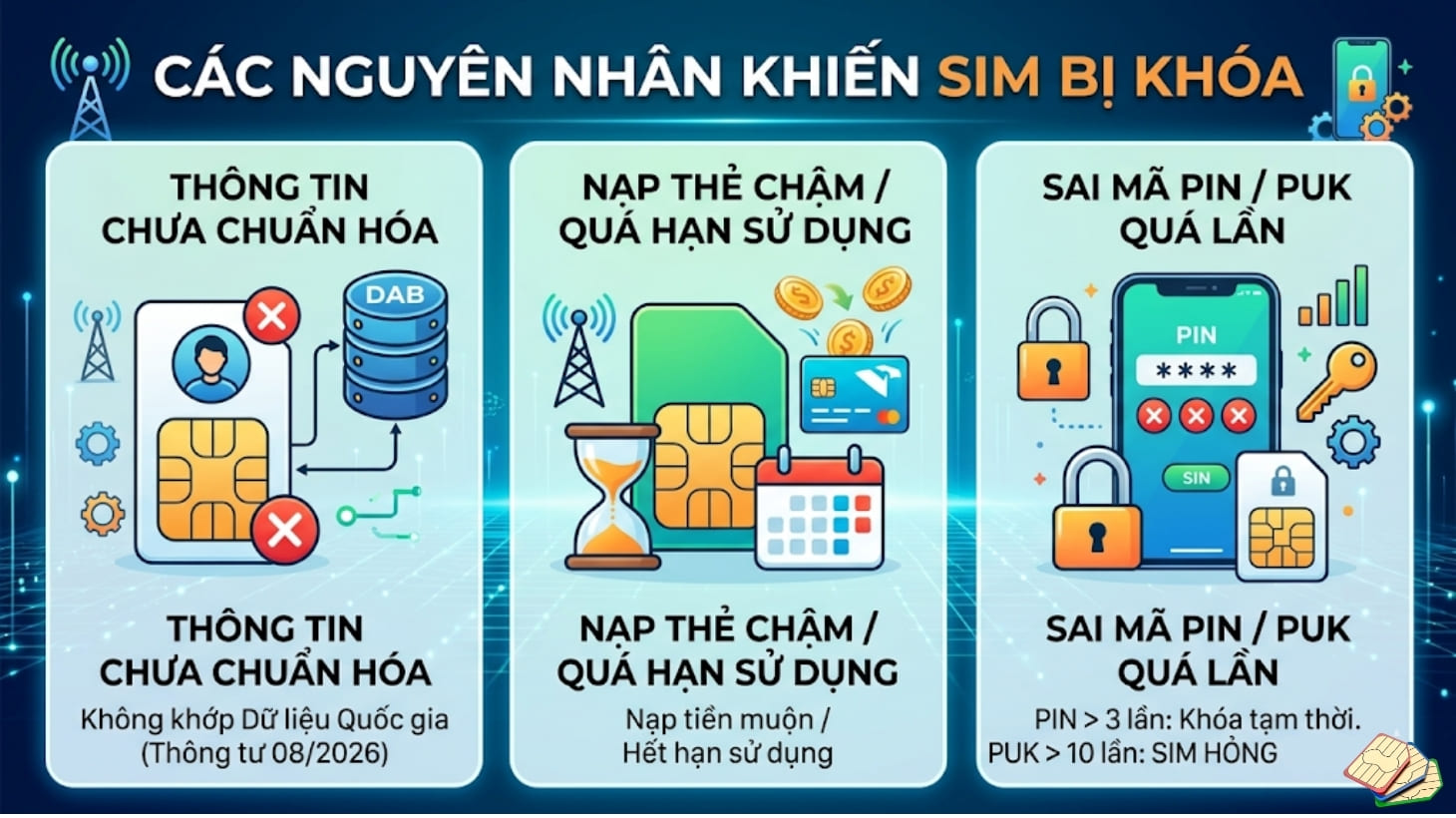 Một số lý do phổ biến mà SIM bị khóa hiện nay