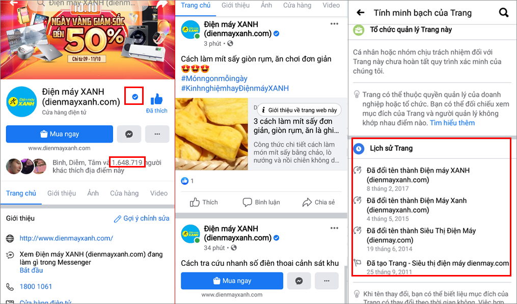 Fanpage thật của Điện máy XANH