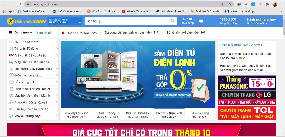 Website thật của Điện máy XANH