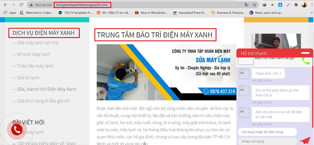 web giả mạo Điện máy XANH