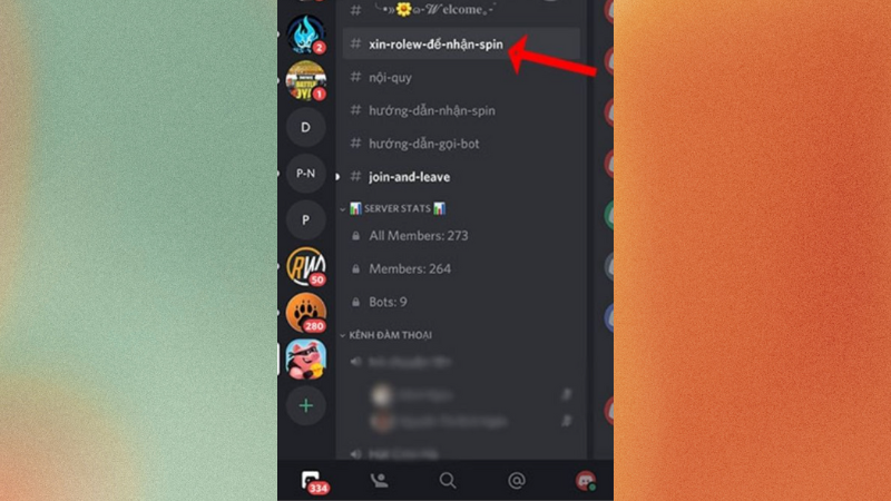 Giao diện xin vai trò để được chia sẻ đường dẫn lượt quay trong Discord