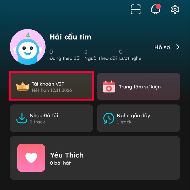 Bạn đã được kích hoạt tài khoản VIP NhacCuaTui