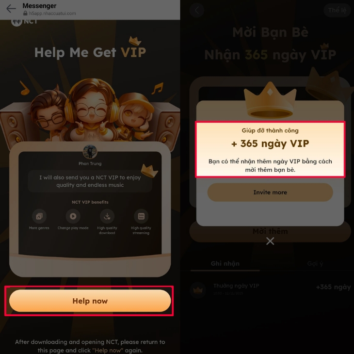Chọn tham gia chương trình nhận 1 năm NhacCuaTui miễn phí