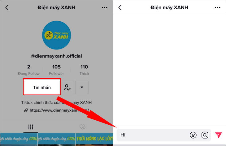 Cách gửi tin nhắn trên TikTok
