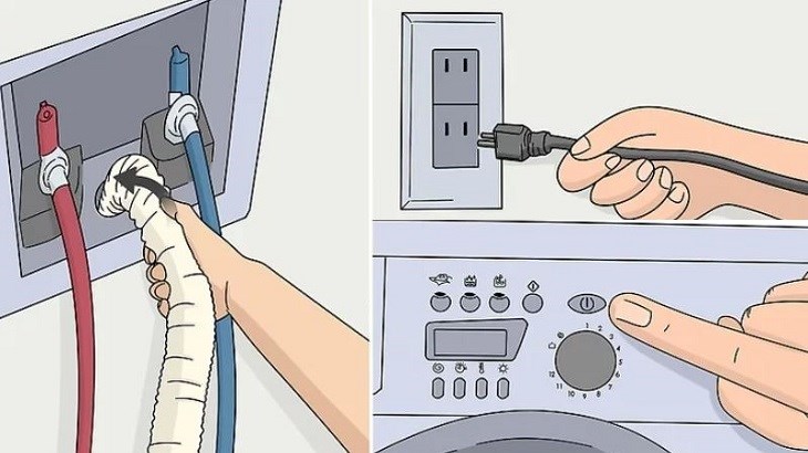 Kiểm tra nguồn cấp điện và nước của máy giặt để đảm bảo chúng hoạt động ổn định trước khi reset máy