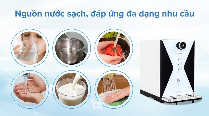 Rửa rau củ bằng nước ion kiềm từ máy lọc nước RO hydrogen Kangaroo KG100EED, giúp rau củ loại bỏ vi khuẩn có hại và cải thiện tốt tình trạng sức khỏe người dùng