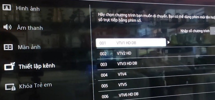 Chỉnh sửa danh sách kênh tivi Sony đời 2017