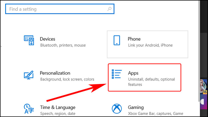 Truy cập vào Settings > Apps