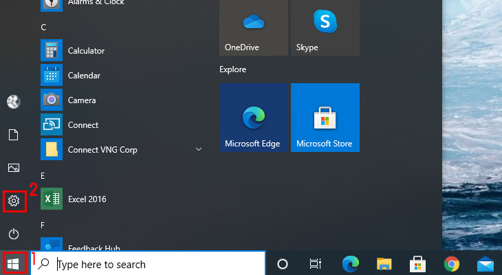 Vào Start Menu > Chọn Settings