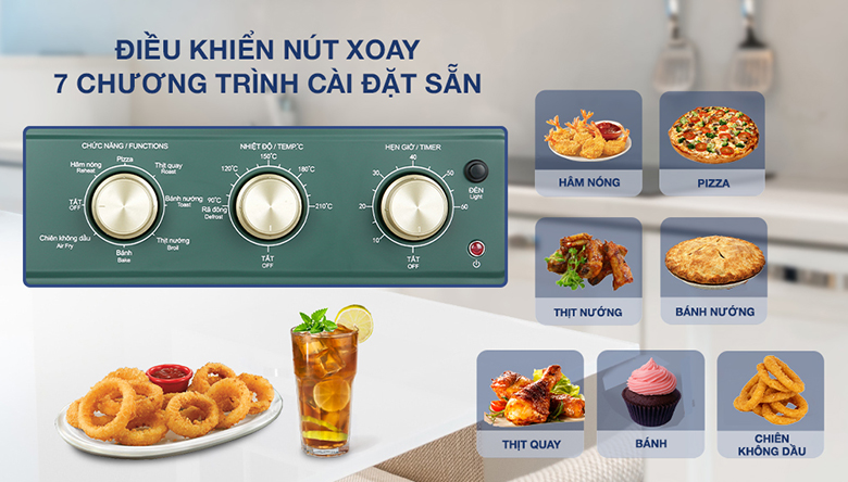 Lò chiên không dầu Kangaroo KG25AF2A 25 lít - Điều khiển nút xoay