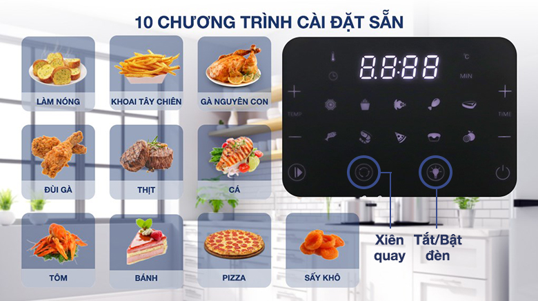 Lò chiên không dầu Sunhouse Mama SHD4088 15 lít - Điều khiển cảm ứng