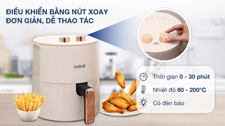 Nồi chiên không dầu Mobell AF-19 4.2 lít - Điều khiển nút xoay