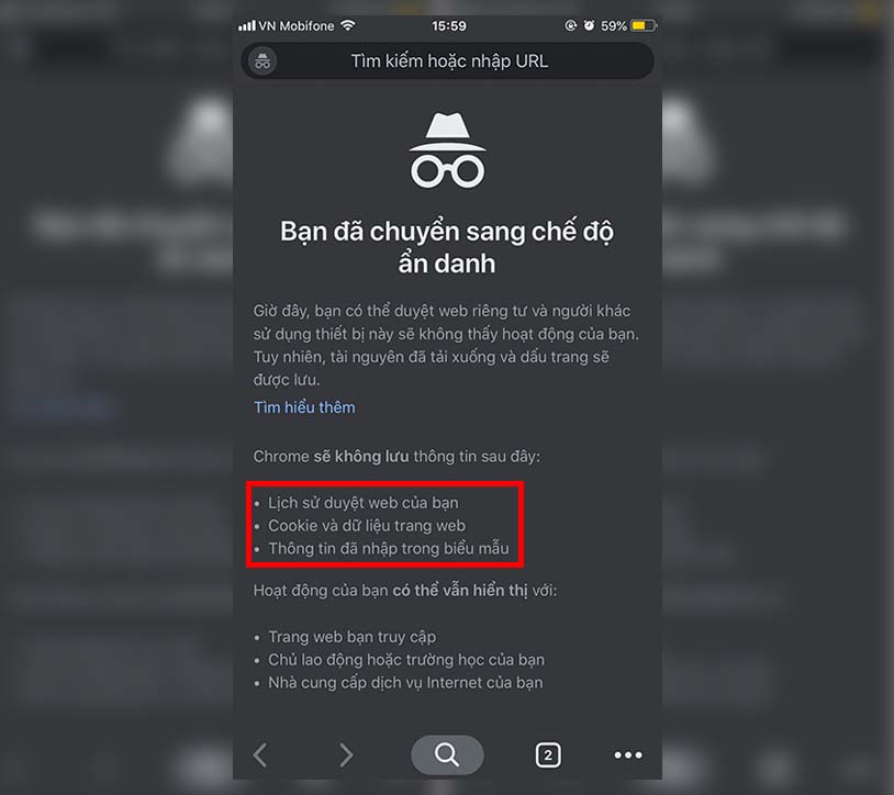 Chế độ ẩn danh làm được điều gì?