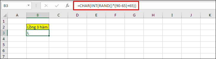 Gộp công thức hàm RAND, INT, CHAR