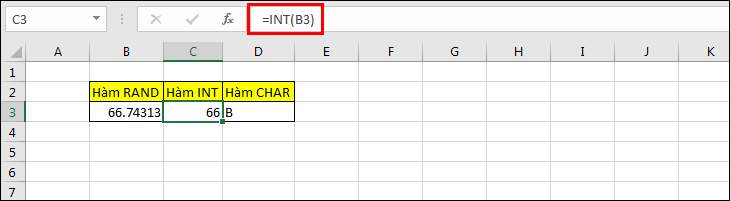 Sử dụng hàm INT để làm tròn xuống số nguyên gần nhất