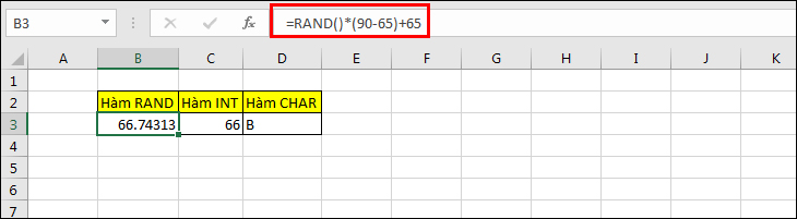 Sử dụng hàm RAND để lấy số ngẫu nhiên trong khoảng 65 - 90