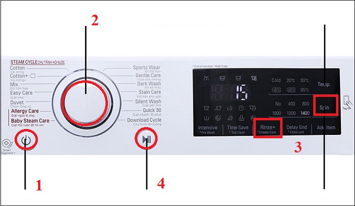 Cách dùng tính năng Child Lock trên máy giặt LG cửa ngang