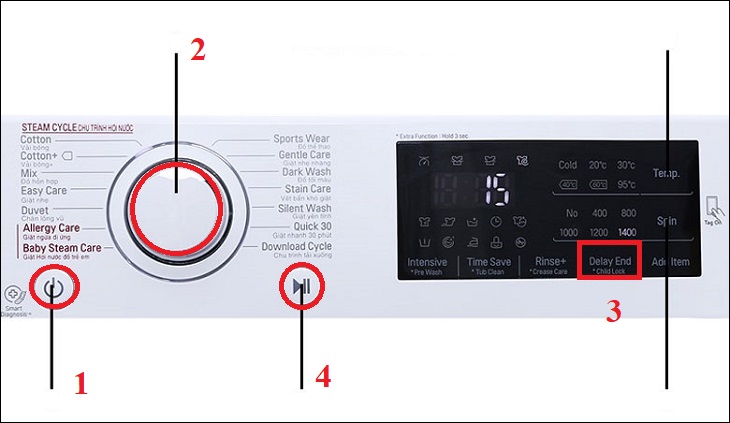 Kích hoạt chế độ hẹn giờ trên máy giặt LG cửa ngang