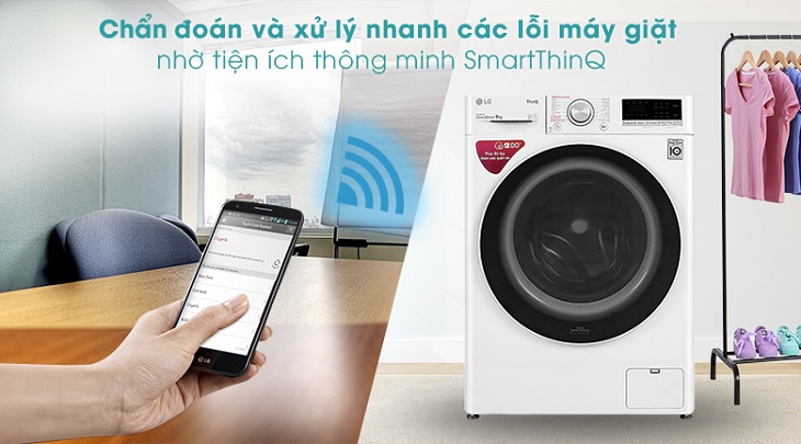 Chẩn đoán lỗi cùng ứng dụng Smart Diagnosis trên máy giặt LG Inverter 10 kg FV1410S4P
