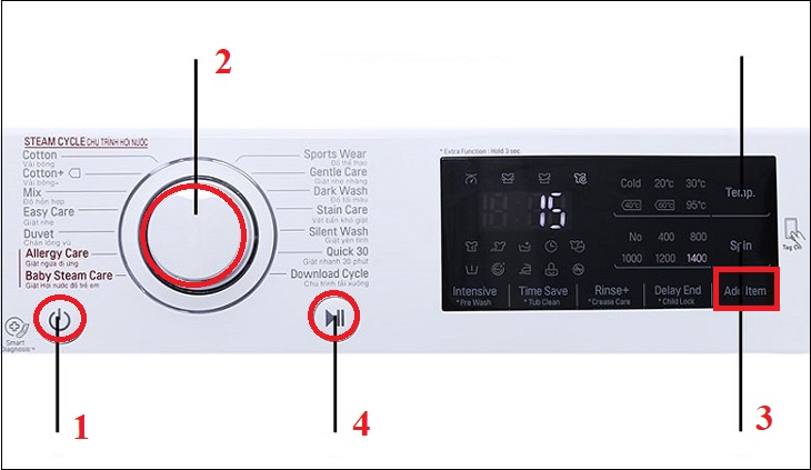 Sử dụng tính năng Add Item trên máy giặt LG cửa ngang