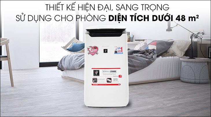 Máy lọc không khí Sharp FP-J60E-W 38W có công suất hoạt động 38W, lọc sạch không khí hiệu quả cho phòng có diện tích dưới 48m2