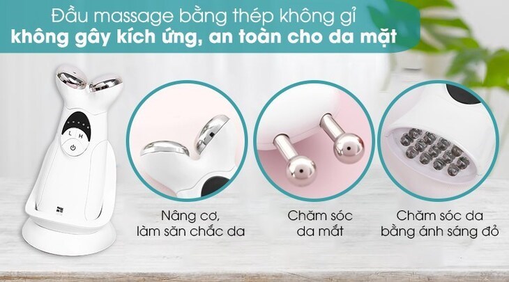 Máy massage nâng cơ và cải thiện sắc tố da Lifetrons EP-400 trang bị các đầu massage cho từng vùng khác nhau, nâng cao hiệu quả massage