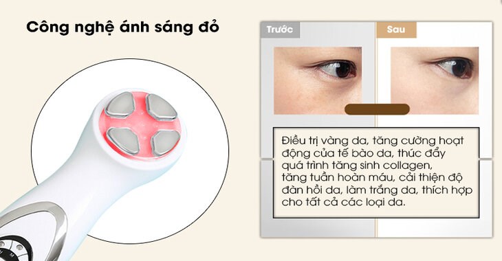 Máy massage phục hồi và trẻ hóa da Lifetrons EP-100 sử dụng công nghệ ánh sáng đỏ hỗ trợ làm đều màu da