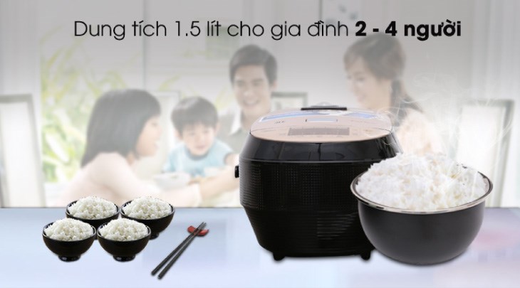 Nồi cơm cao tần Midea 1.5 lít MB-HS4007 có dung tích 1.5 lít, phục vụ tốt cho các gia đình có từ 2 – 4 thành viên