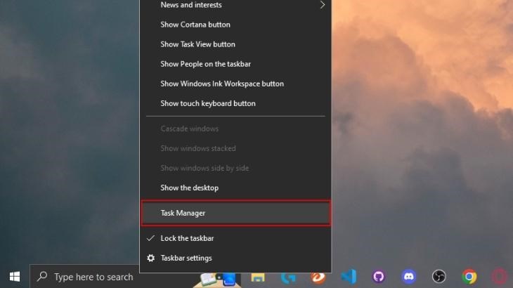 Mở Task Manager