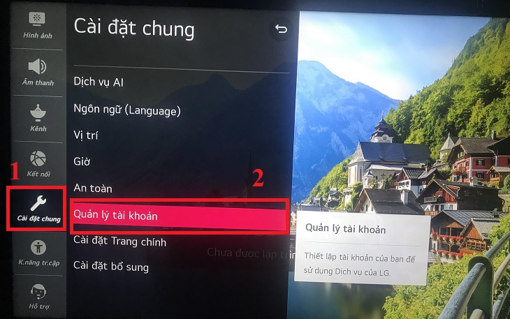 Bước 3: Chọn Cài đặt chung > Chọn Quản lý tài khoản.