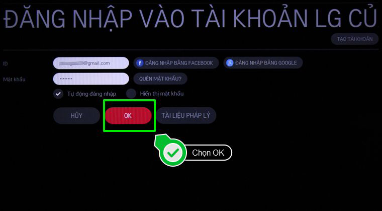 LG sẽ thông báo bạn phải đăng nhập tài khoản LG mới có thể tải ứng dụng > Hãy đăng nhập tài khoản LG.