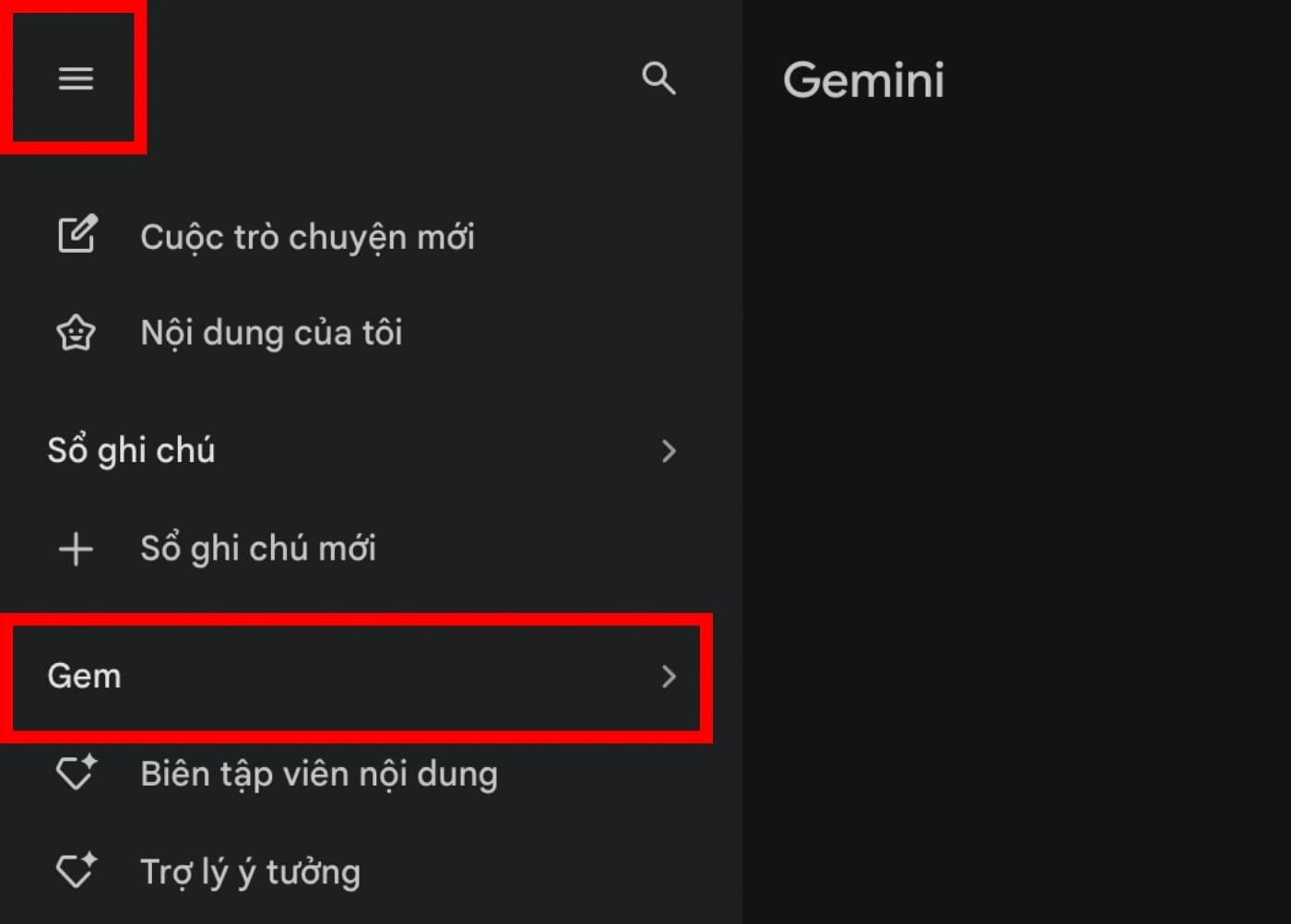 Chọn Gem trên Gemini để bắt đầu tạo Storybook