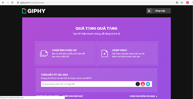 Dán URL vào ô tạo Gif