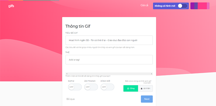 Đặt tiêu đề Gif của bạn