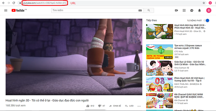 Sao chép URL từ Youtube