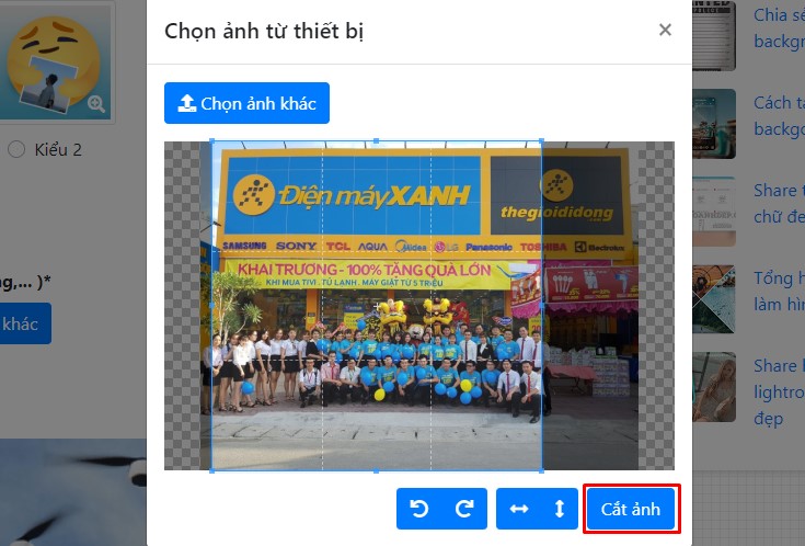cắt lại ảnh để phù hợp với khung hình.