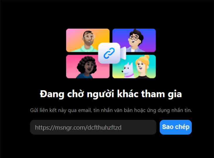 Lấy link phòng họp gửi cho mọi người