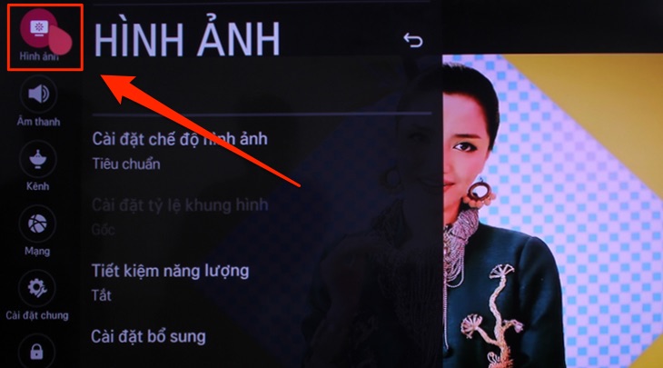 Phần cài đặt trên tivi LG