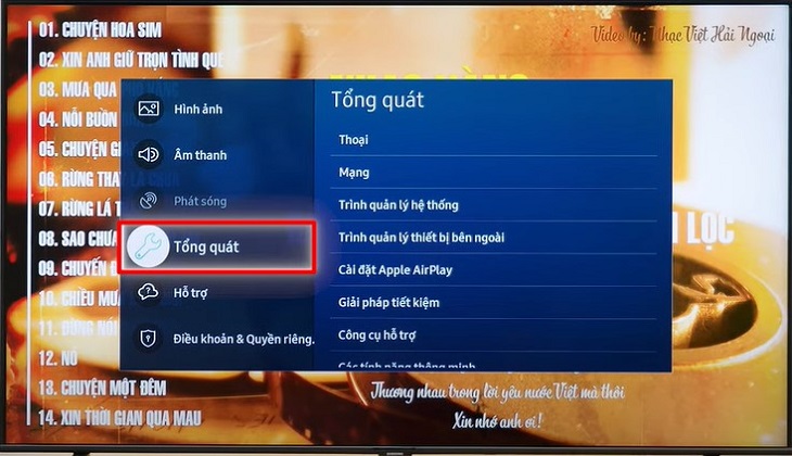 Sau đó, bạn hãy chọn Tổng quát.