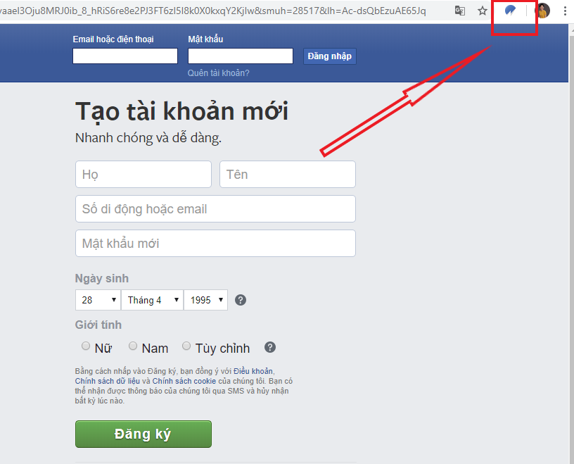 Đăng nhập facebook trên trình duyệt vừa cài ứng dụng MonokaiToolkit