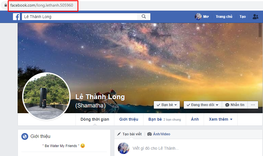 Sao chép đường link Facebook