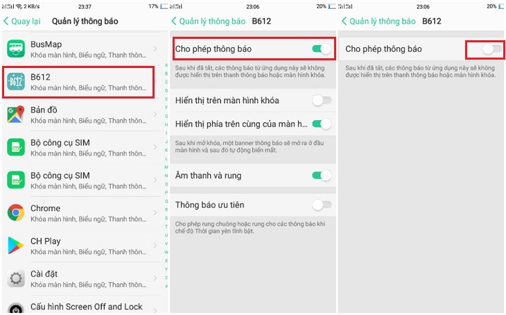 Các bước tắt thông báo của ứng dụng