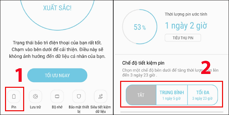 Chọn chế độ tiết kiệm pin