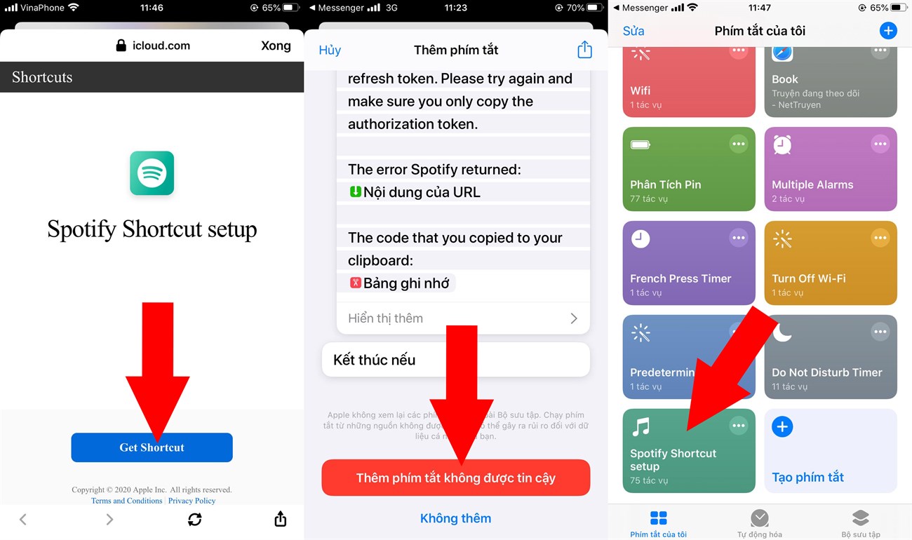 cài đặt Spotify Shortcut