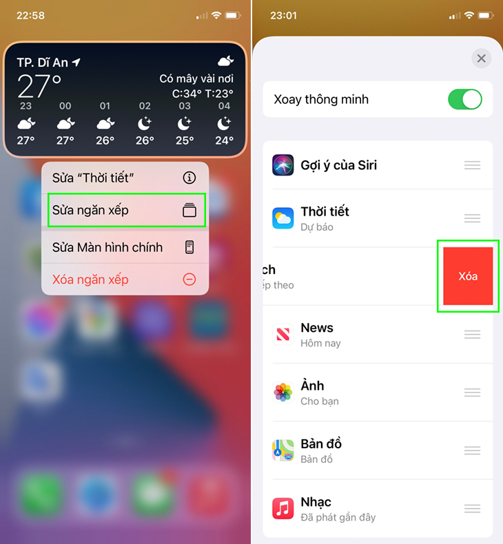 Cách dùng ngăn xếp thông minh (Smart Stack) trong iPhone