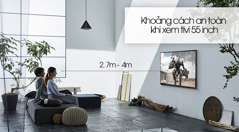 Khoảng cách ngồi xem phù hợp với các loại kích thước tivi