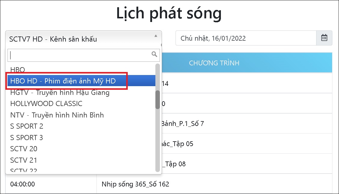 Chọn kênh