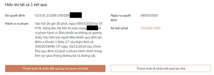 Chọn nơi nhận kết quả